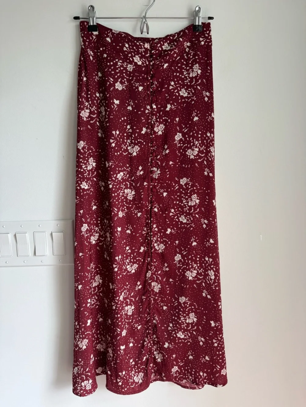 Free People Sammy Button Down Maxi Skirt in Sweet Cranberry